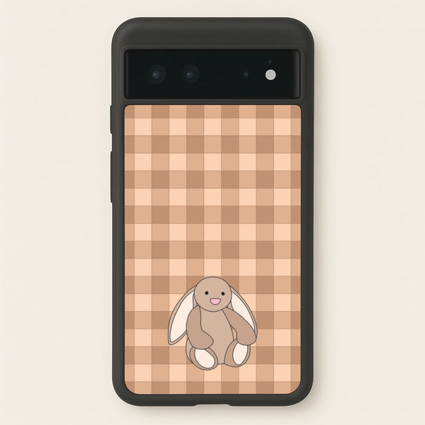 Bunny Checkered Pattern  - Plushy Phone Case for Google Pixel 6
