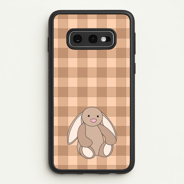 Bunny Checkered Pattern  - Plushy Phone Case for Galaxy S10e