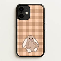 Bunny Checkered Pattern  - Plushy Phone Case for iPhone 12 / 12 Pro