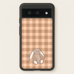 Bunny Checkered Pattern  - Plushy Phone Case for Google Pixel 8