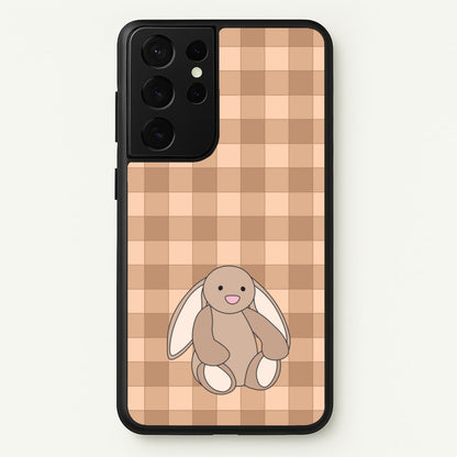 Bunny Checkered Pattern  - Plushy Phone Case for Galaxy S21 Ultra