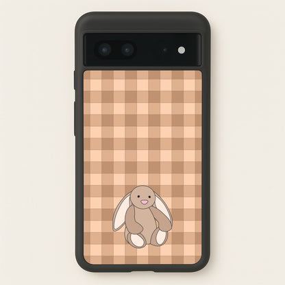 Bunny Checkered Pattern  - Plushy Phone Case for Google Pixel 7