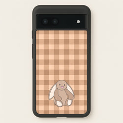 Bunny Checkered Pattern  - Plushy Phone Case for Google Pixel 7a