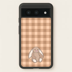Bunny Checkered Pattern  - Plushy Phone Case for Google Pixel 8a