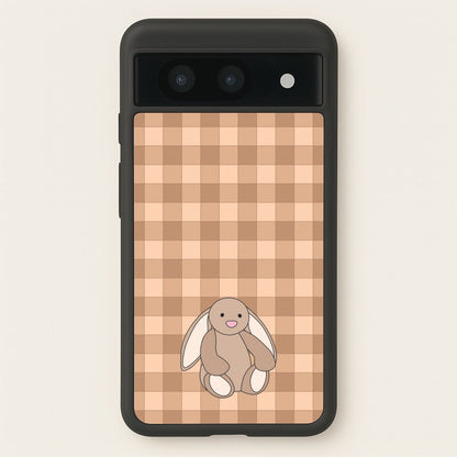 Bunny Checkered Pattern  - Plushy Phone Case for Google Pixel 8a