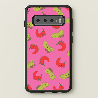 Red Chillis And Pickles Pattern  - Plushy Phone Case for Galaxy S10