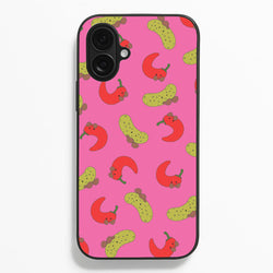 Red Chillis And Pickles Pattern  - Plushy Phone Case for iPhone 16 Plus