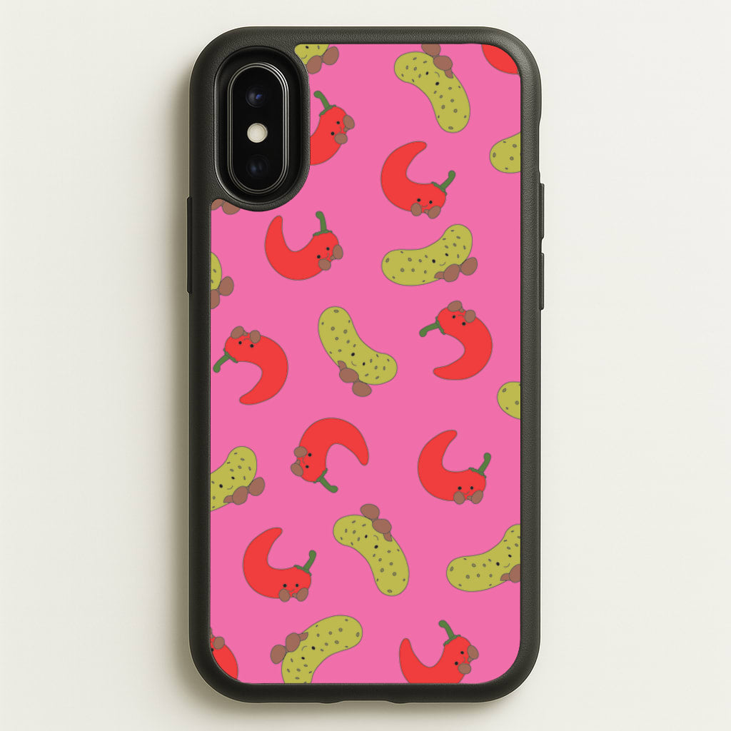 Red Chillis And Pickles Pattern  - Plushy Phone Case for iPhone X / XS