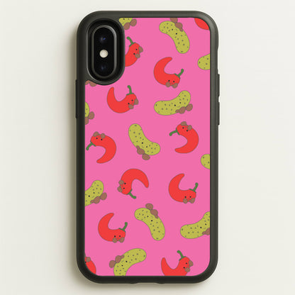 Red Chillis And Pickles Pattern  - Plushy Phone Case for iPhone X / XS
