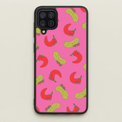 Red Chillis And Pickles Pattern  - Plushy Phone Case for Galaxy A12