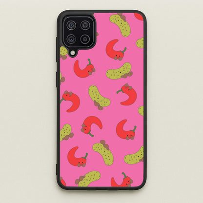 Red Chillis And Pickles Pattern  - Plushy Phone Case for Galaxy A12