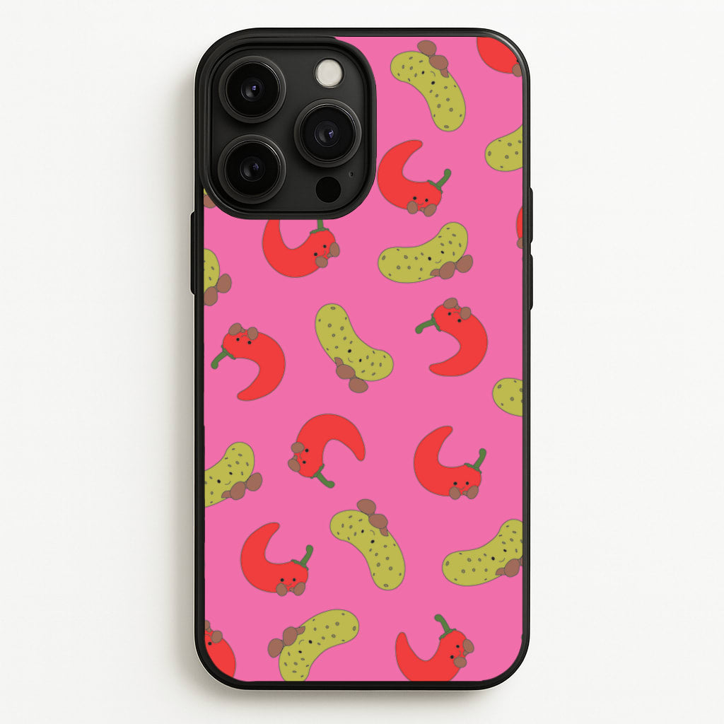 Red Chillis And Pickles Pattern  - Plushy Phone Case for iPhone 13 Pro Max