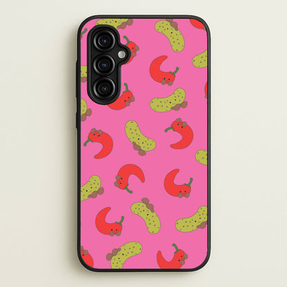 Red Chillis And Pickles Pattern  - Plushy Phone Case for Galaxy A54