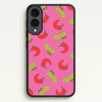Red Chillis And Pickles Pattern  - Plushy Phone Case for Galaxy S25 Edge