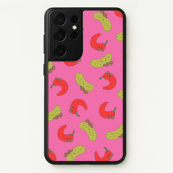 Red Chillis And Pickles Pattern  - Plushy Phone Case for Galaxy S21 Ultra