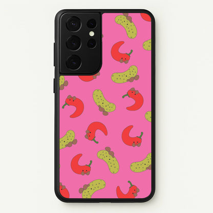Red Chillis And Pickles Pattern  - Plushy Phone Case for Galaxy S21 Ultra