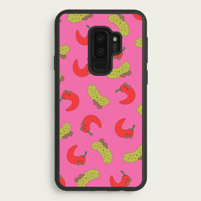 Red Chillis And Pickles Pattern  - Plushy Phone Case for Galaxy S9 Plus