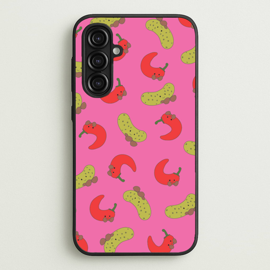 Red Chillis And Pickles Pattern  - Plushy Phone Case for Galaxy A16