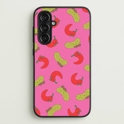 Red Chillis And Pickles Pattern  - Plushy Phone Case for Galaxy A16