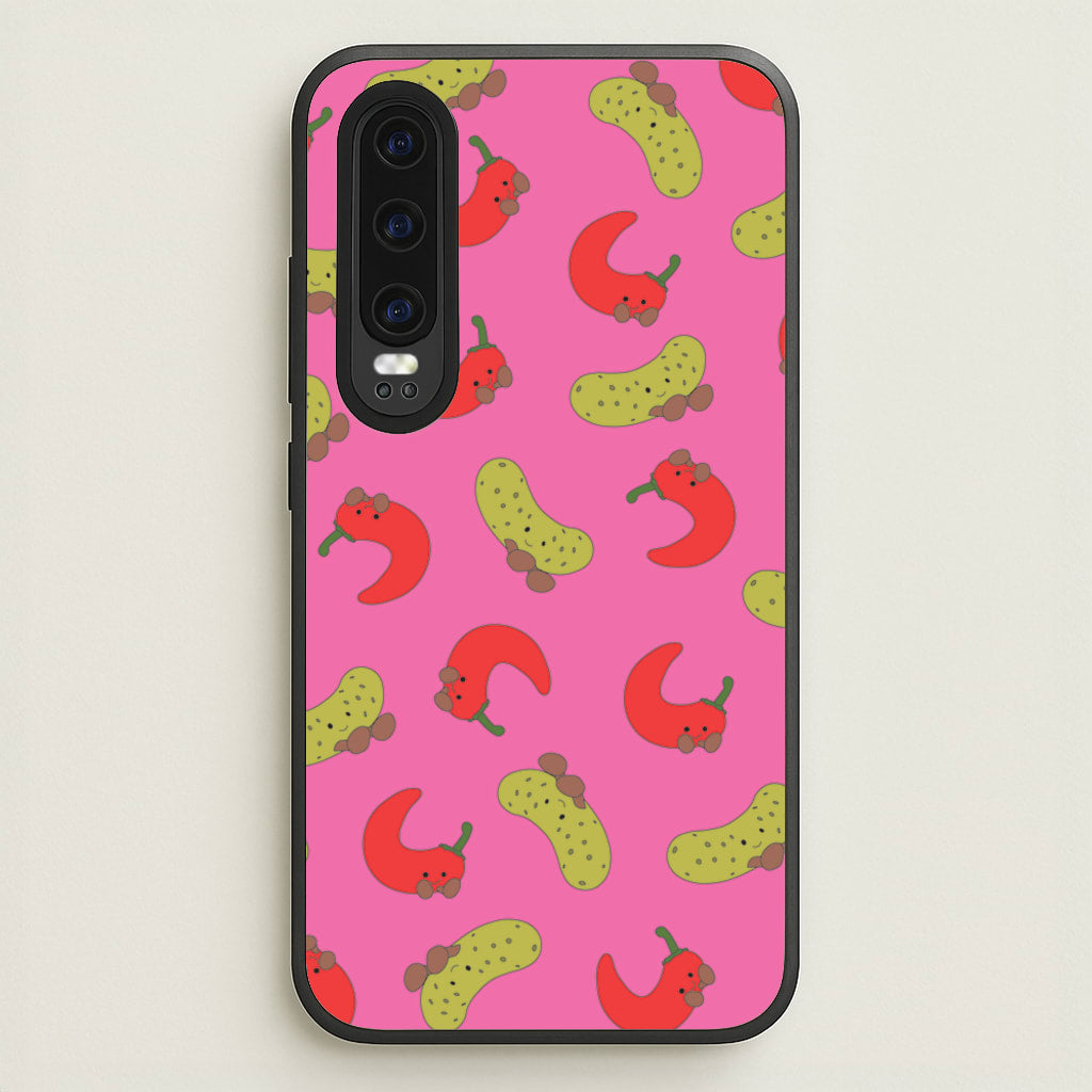 Red Chillis And Pickles Pattern  - Plushy Phone Case for Huawei P30