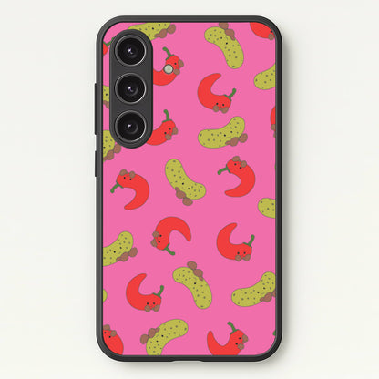 Red Chillis And Pickles Pattern  - Plushy Phone Case for Galaxy S24 Plus