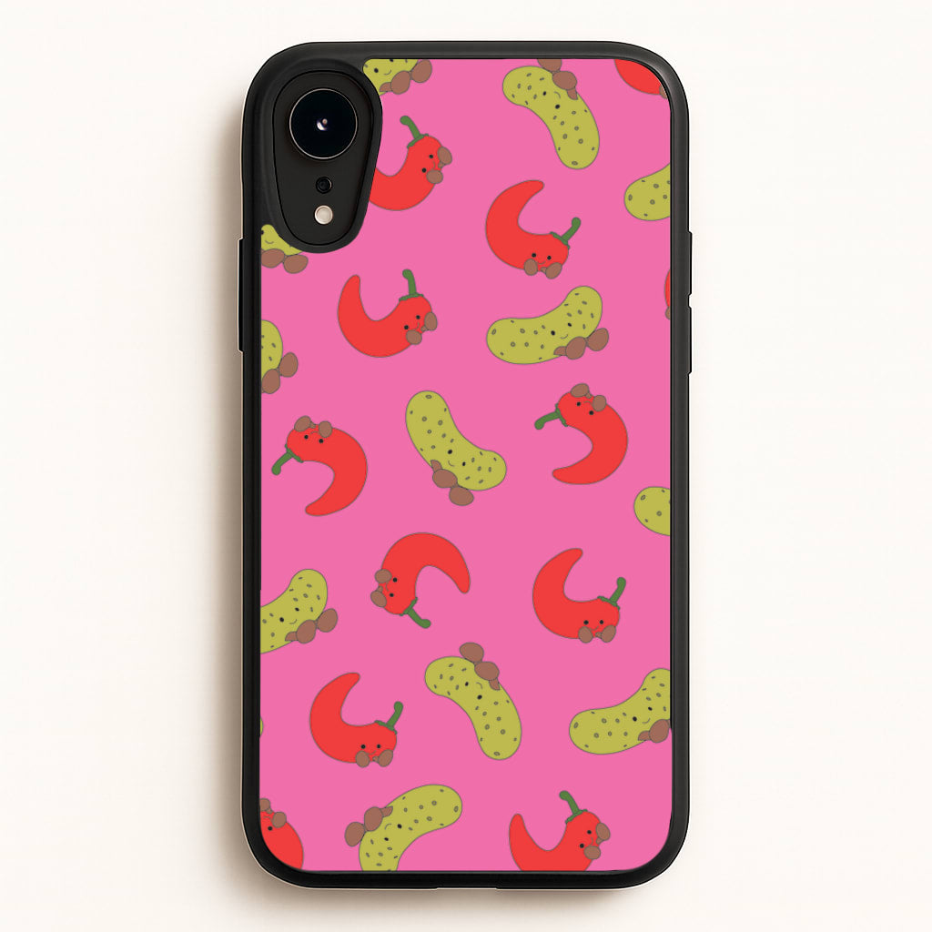 Red Chillis And Pickles Pattern  - Plushy Phone Case for iPhone XR