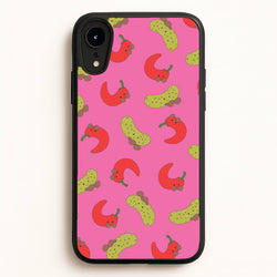 Red Chillis And Pickles Pattern  - Plushy Phone Case for iPhone XR