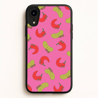 Red Chillis And Pickles Pattern  - Plushy Phone Case for iPhone XR