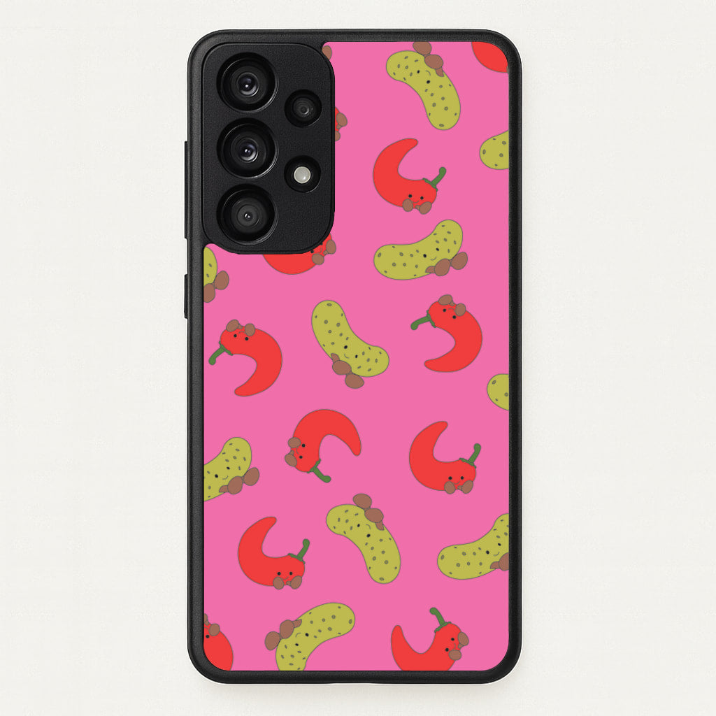 Red Chillis And Pickles Pattern  - Plushy Phone Case for Galaxy A53