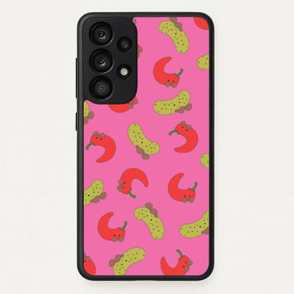 Red Chillis And Pickles Pattern  - Plushy Phone Case for Galaxy A53