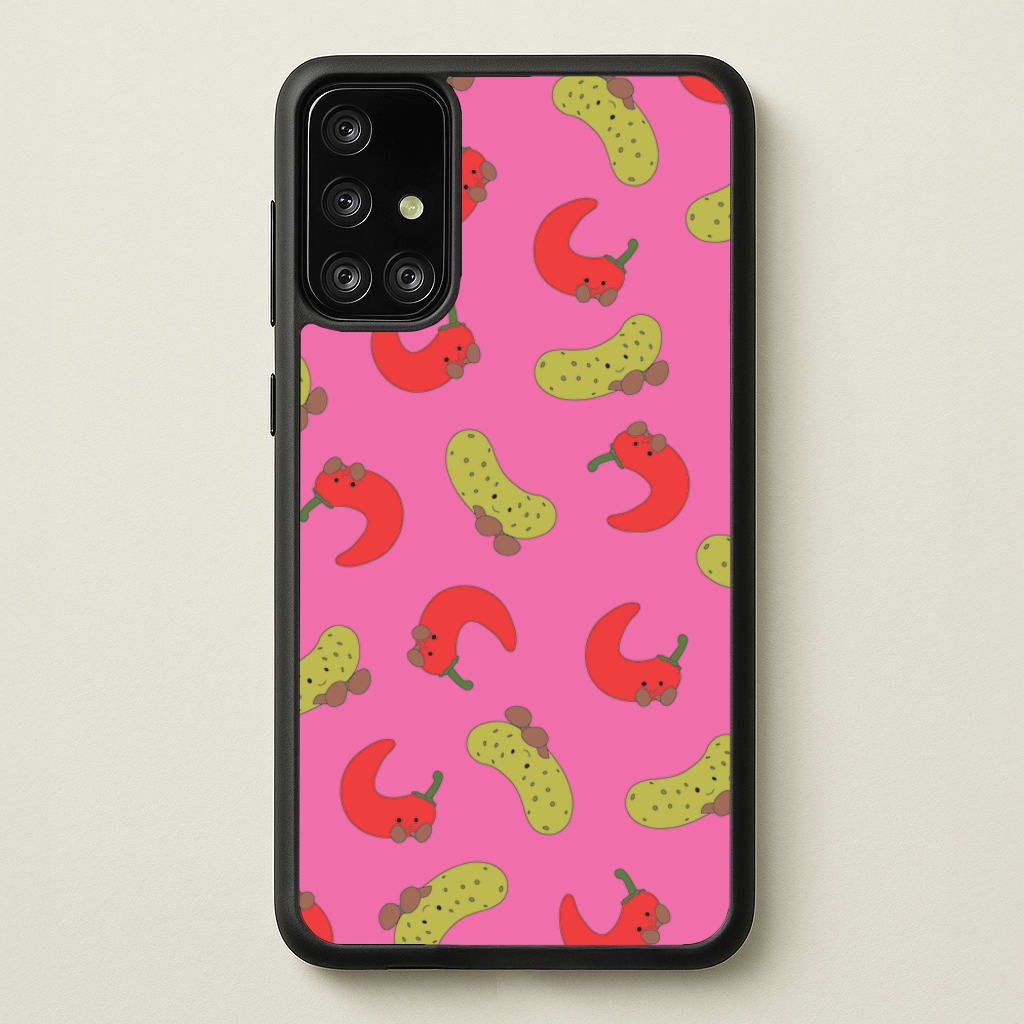 Red Chillis And Pickles Pattern  - Plushy Phone Case for Galaxy A71