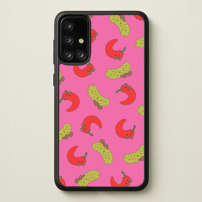 Red Chillis And Pickles Pattern  - Plushy Phone Case for Galaxy A71