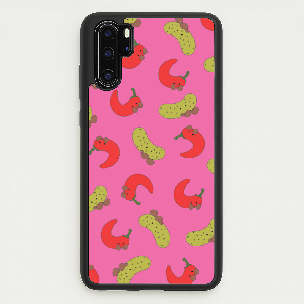 Red Chillis And Pickles Pattern  - Plushy Phone Case for Huawei P30 Pro