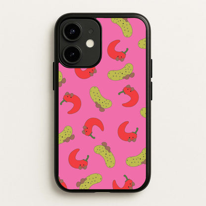 Red Chillis And Pickles Pattern  - Plushy Phone Case for iPhone 12 Mini