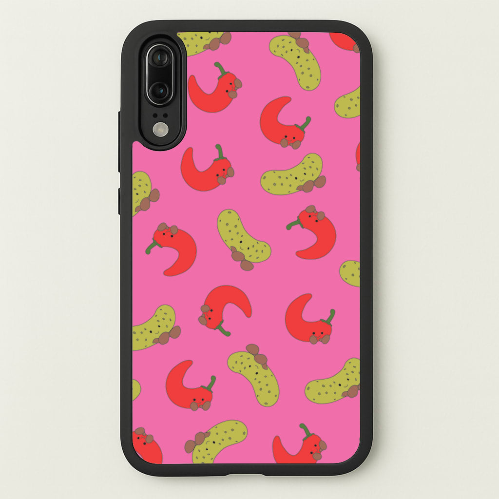 Red Chillis And Pickles Pattern  - Plushy Phone Case for Huawei P20