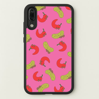Red Chillis And Pickles Pattern  - Plushy Phone Case for Huawei P20