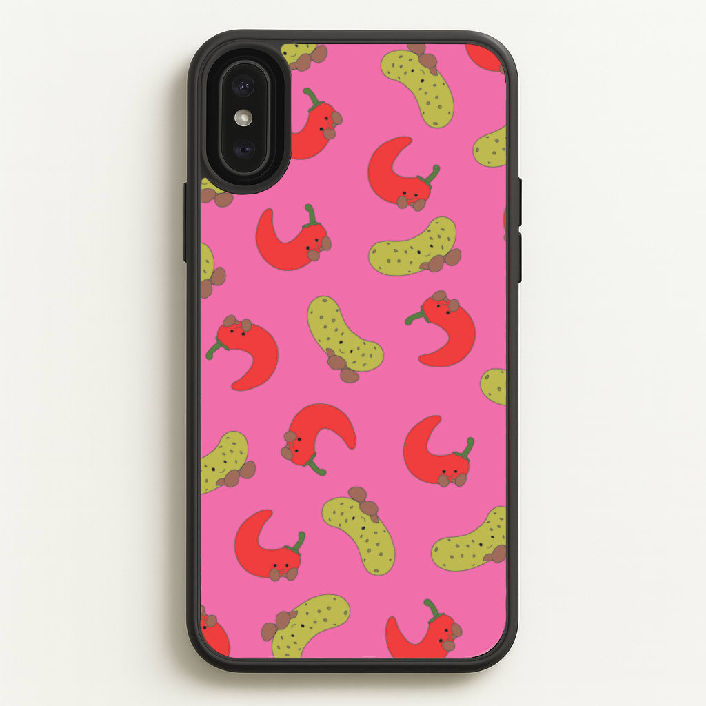 Red Chillis And Pickles Pattern  - Plushy Phone Case for iPhone XS Max