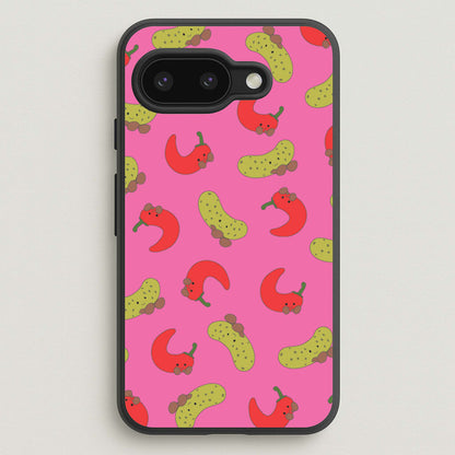 Red Chillis And Pickles Pattern  - Plushy Phone Case for Google Pixel 9a