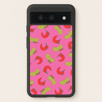 Red Chillis And Pickles Pattern  - Plushy Phone Case for Google Pixel 8