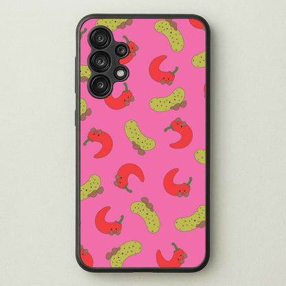 Red Chillis And Pickles Pattern  - Plushy Phone Case for Galaxy A13