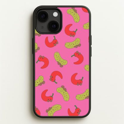 Red Chillis And Pickles Pattern  - Plushy Phone Case for iPhone 13 Mini