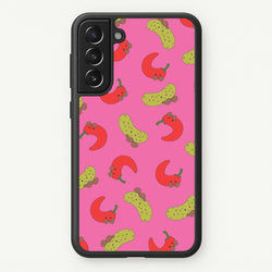 Red Chillis And Pickles Pattern  - Plushy Phone Case for Galaxy S21FE