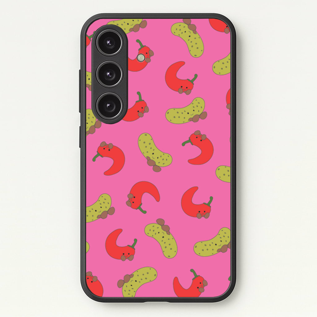 Red Chillis And Pickles Pattern  - Plushy Phone Case for Galaxy S24