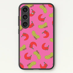 Red Chillis And Pickles Pattern  - Plushy Phone Case for Galaxy S24