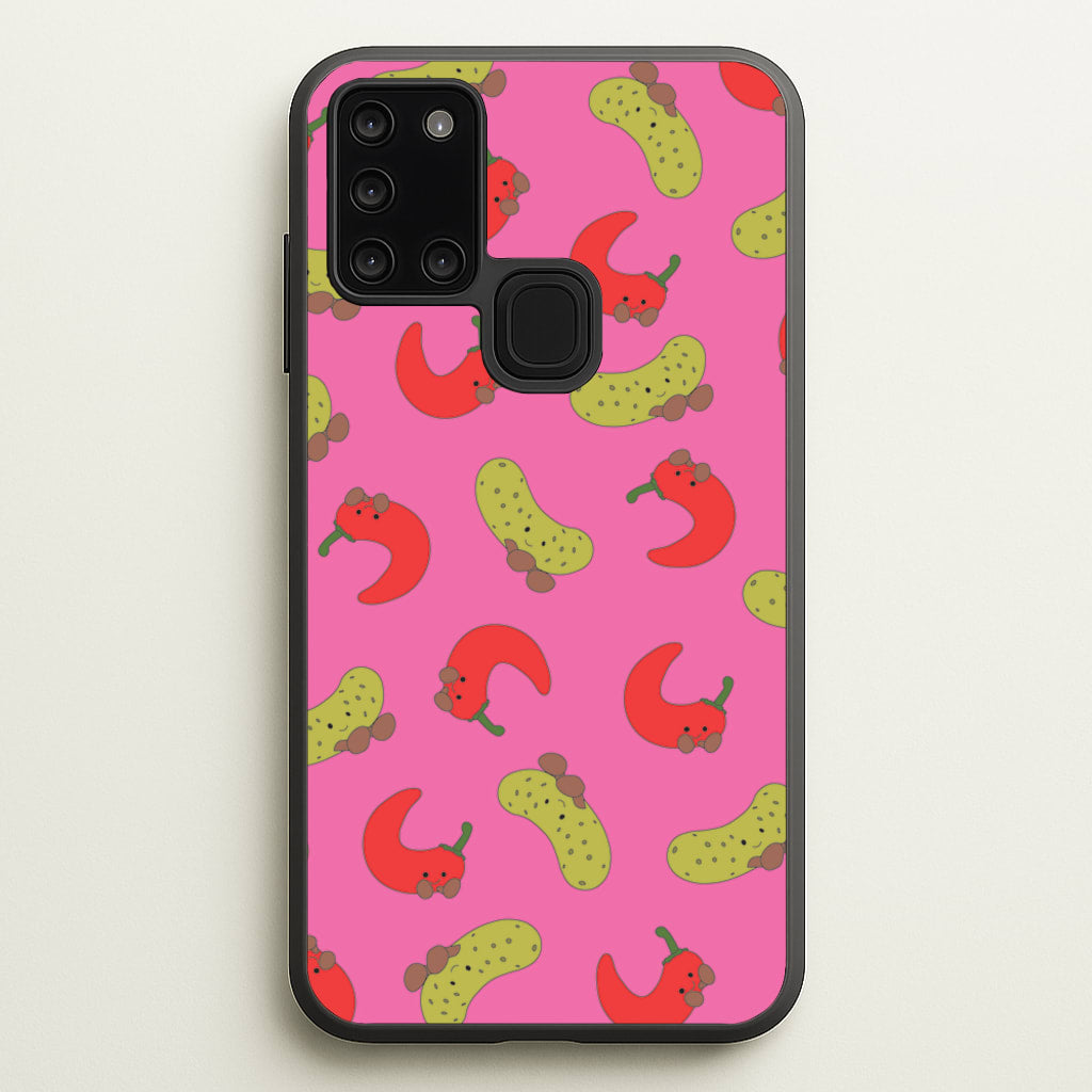 Red Chillis And Pickles Pattern  - Plushy Phone Case for Galaxy A21s