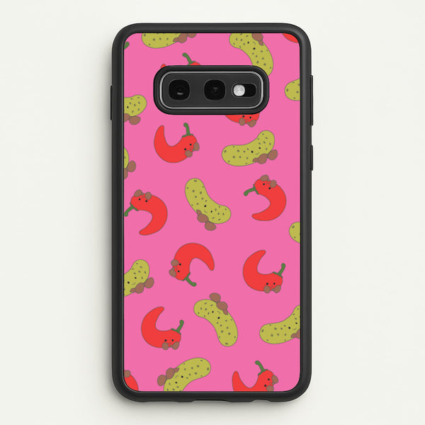 Red Chillis And Pickles Pattern  - Plushy Phone Case for Galaxy S10e