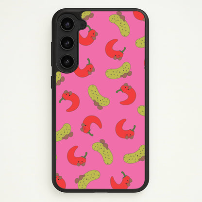 Red Chillis And Pickles Pattern  - Plushy Phone Case for Galaxy S23
