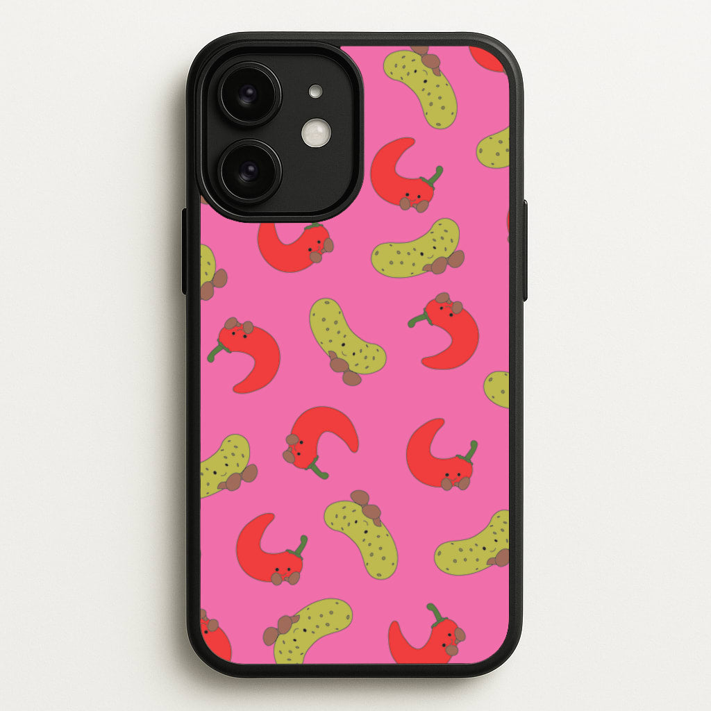 Red Chillis And Pickles Pattern  - Plushy Phone Case for iPhone 11