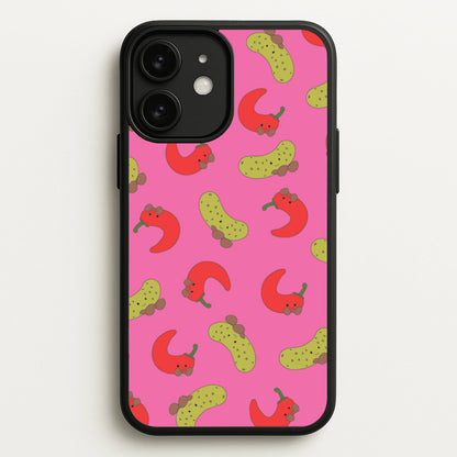 Red Chillis And Pickles Pattern  - Plushy Phone Case for iPhone 11