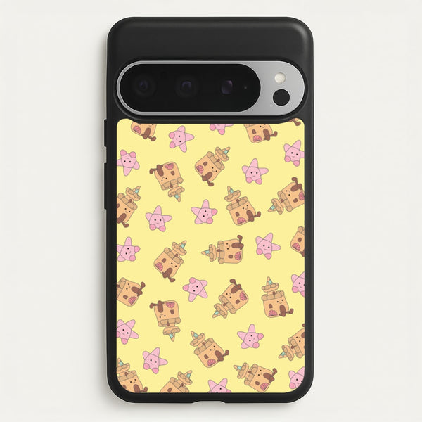 Sandcastles And Stars Pattern  - Plushy Phone Case for Google Pixel 9 Pro XL